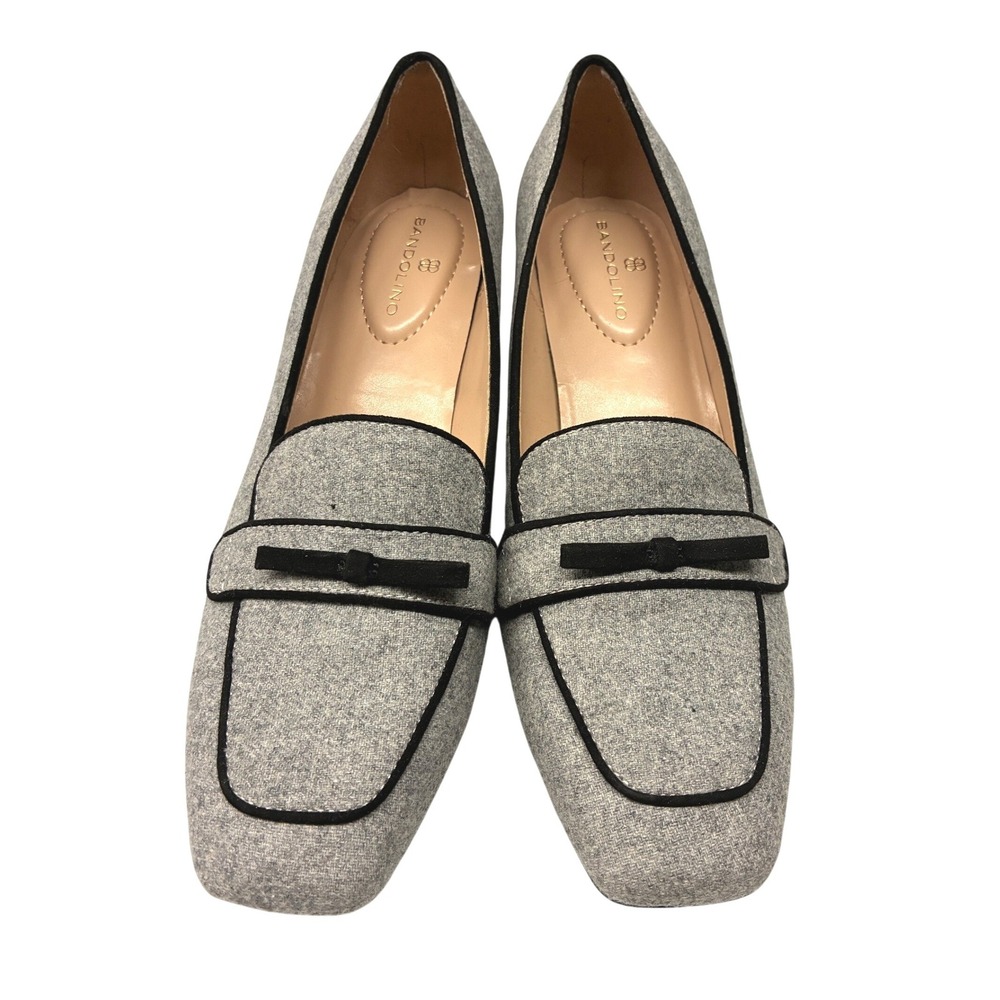 Bandolino Larkin Block Heel Loafer Pumps Womens 7.5W Gray Tweed Preppy Office
